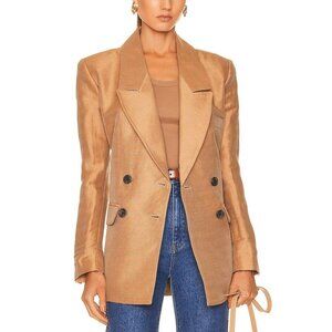 Smythe Tan Herringbone Oversized Double-Breasted Blazer